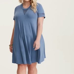 Torrid Light Blue Lace Inset Trapeze Dress